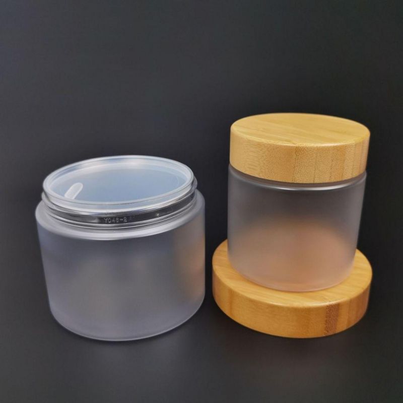 Large Cosmetic Packaging Pet Jar with Bamboo Lid