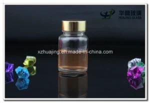 Transparent 50g Round Tablet Glass Bottles with Aluminum Cap