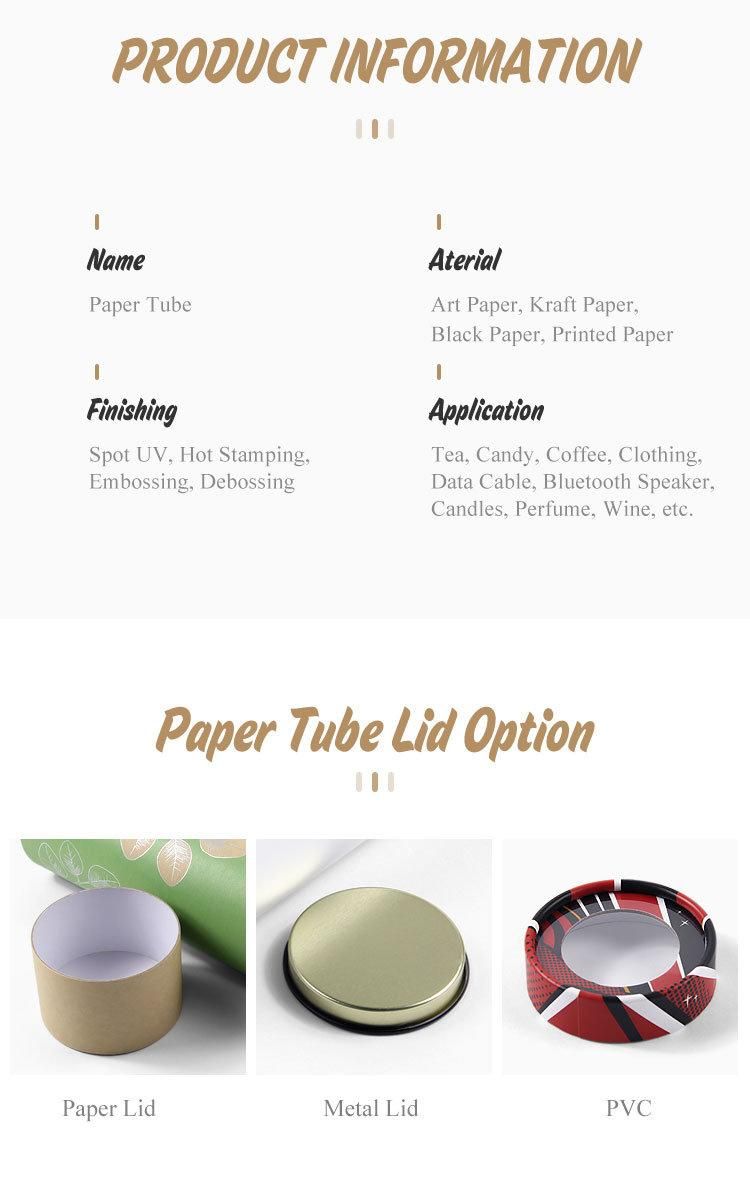 Full Printed Round Gift Packaging Cylinder Cardboard Tea Tin Box Paper Tube