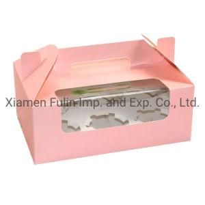 Whloesale Pink Fancy Egg Tarts Bakery Packaging Box with PVC Window