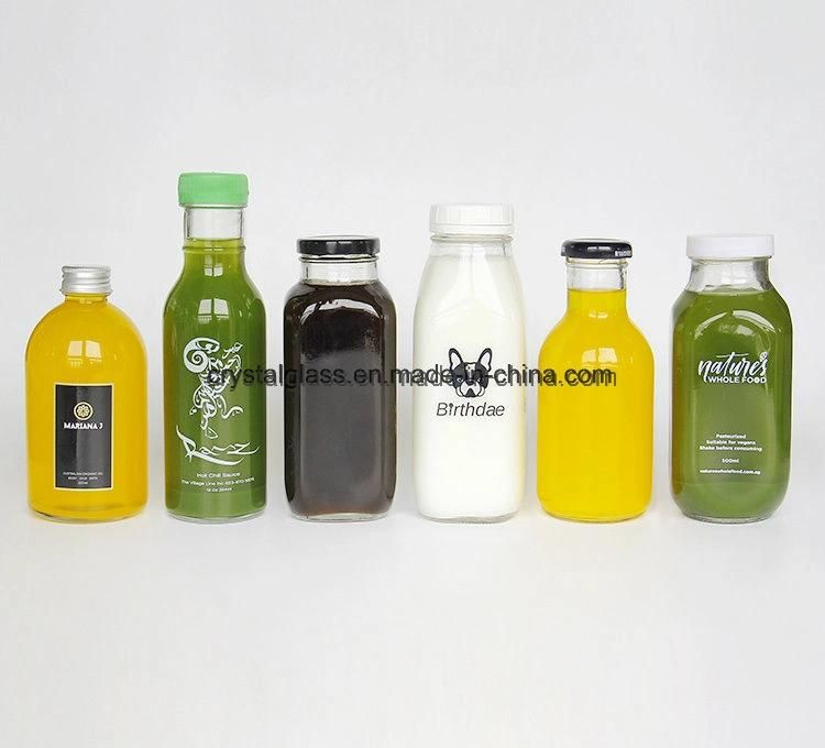 Flat Logo Printing Frosted Juice Beverage Glass Bottle with Aluminum Lid 200ml 250ml 350ml