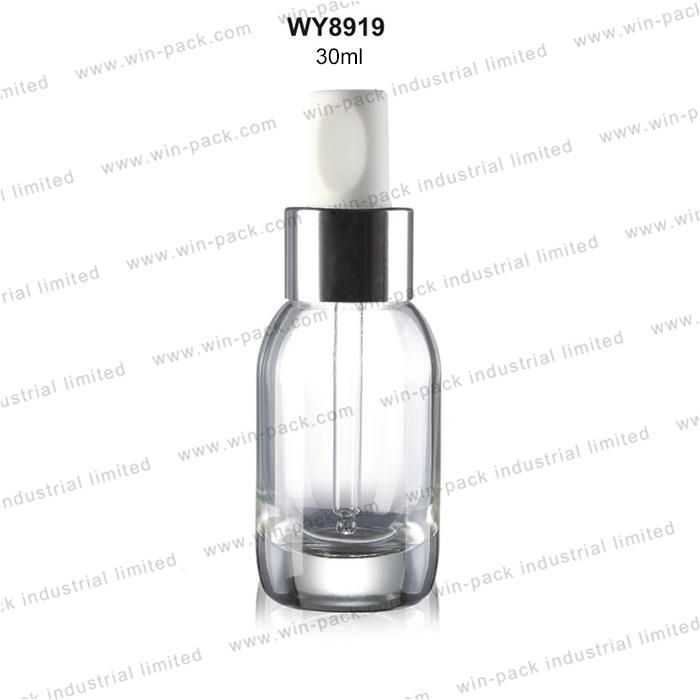 Cosmetic Packing Thick Base Frosted Glass Essential Oils Bottles with Silver Metal Dropper 30ml