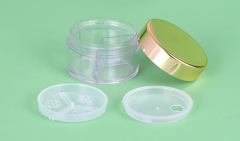 3 Well 3 Hole Empty Plastic Transparent Loose Powder Box for Loose Powder Acrylic Powder