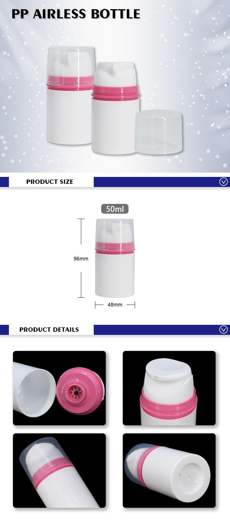 Private Label Cosmetic 50ml White and Pink Airless Pump Bottle