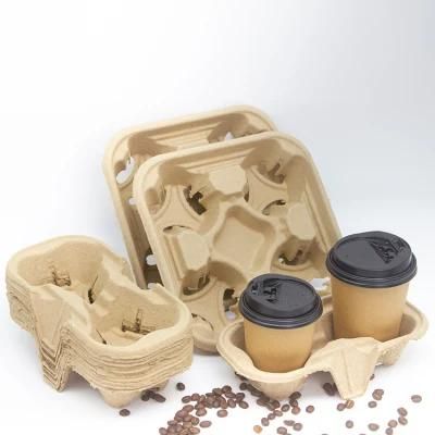 Disposable Recycled Paper Take-Away 4-Cell Cup Carrier