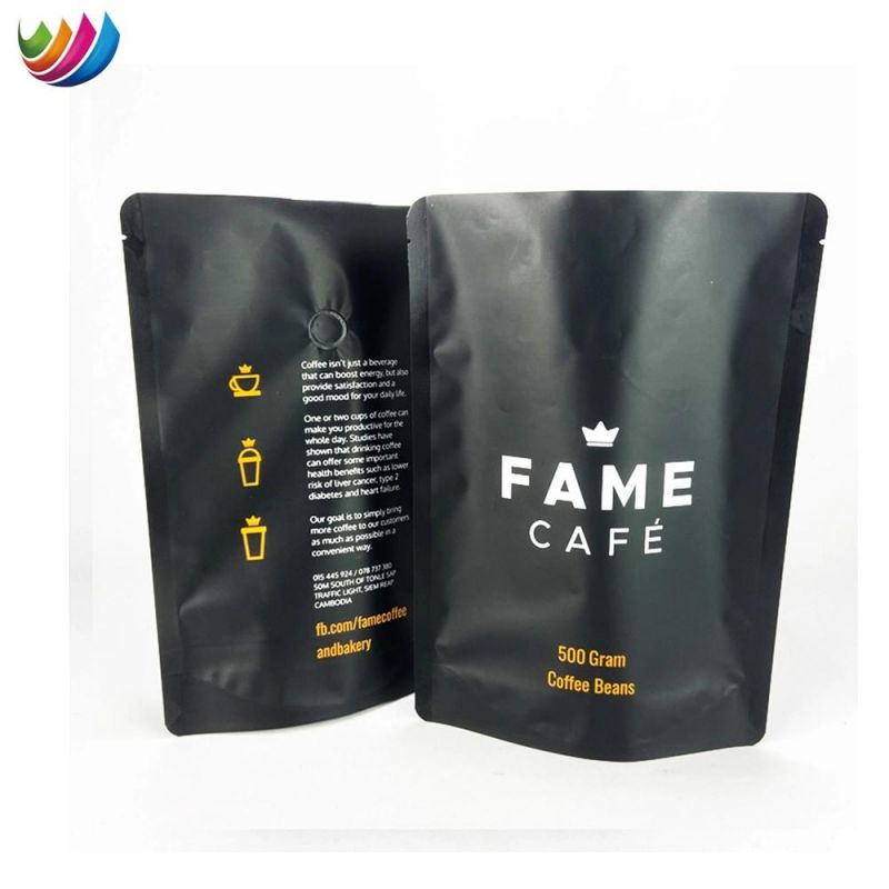 8oz 12oz 16oz Laminated Foil Zip Lock Bag Eco Matte White Resealable Self-Sealing Mylar Coffee Bean Stand up Bag with Valve and Zip