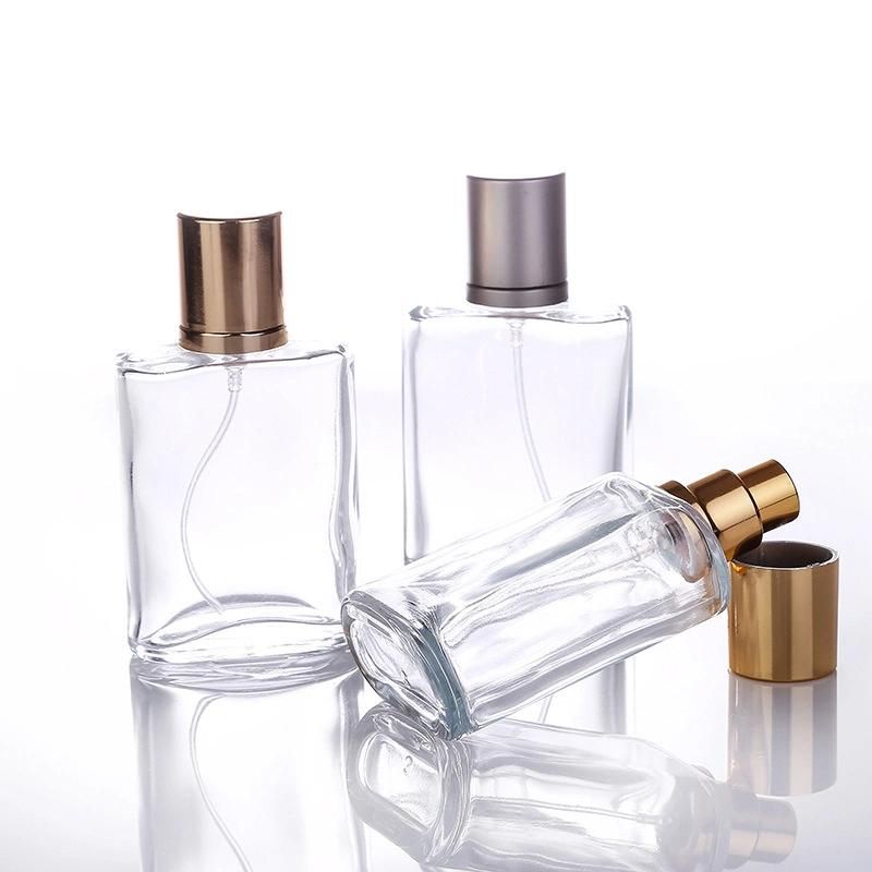 30ml 50ml High-End Portable Transparent Glass Perfume Bottle with Gold and Gray Caps Empty Bottle Spray Bottle