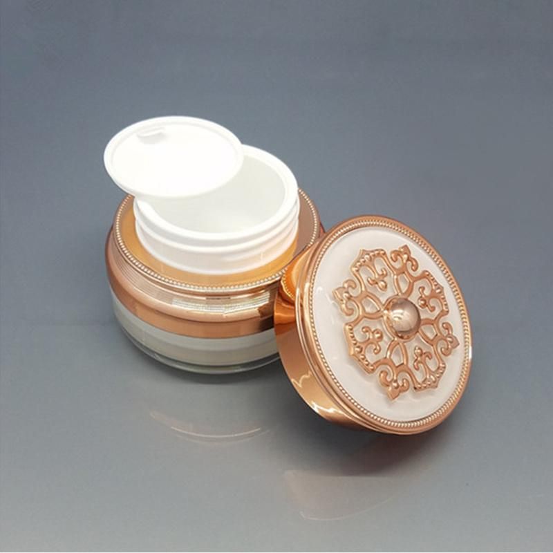 in Stock 15g 30g 50g Luxury Design Empty Cheap Plastic Cans Acrylic Jars Cosmetic Pot Packaging with Gold Lid