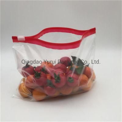 Red Zipper Slider Bags Reusable Tracking Sandwich Size PE Food Storage Ziplock Slider Bag