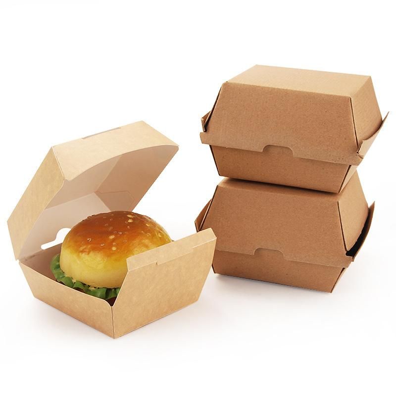 Recyclable Cardboard Bag Burger and Fries Packaging with Logo Takeaway Paper Box Fast Food Burger Packaging