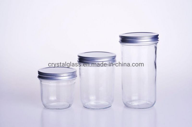 250ml 8oz Wide Mouth Glass Mason Jar with Custom Screw Metal Lid