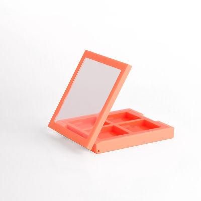 Popular Unique Orange Color 4 Hole Plastic Empty Eyeshadow Palette Case for Costom Packaging