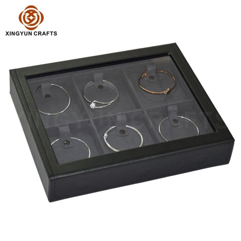 Custom High Quality Black Leather Window Bracelet Watch Packaging Box