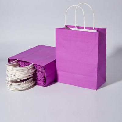 Factory Wholesale Paper Bag with Ribbon Handle Print Your Own Logo Kcarft Paper Bags