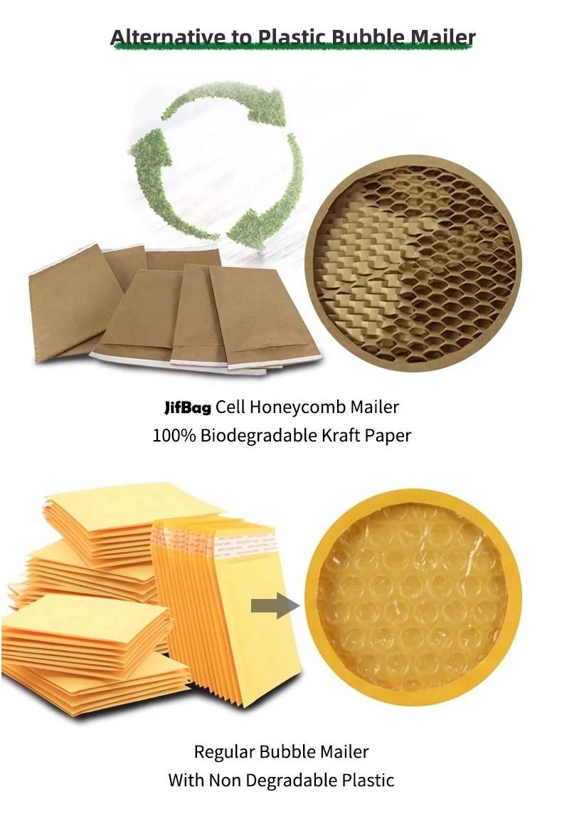 Honeycomb Cushion Courier Mailer Padded Shipping Mailing Bags Eco Friendly Compostable Corrugated Kraft Paper Bubble Envelopes