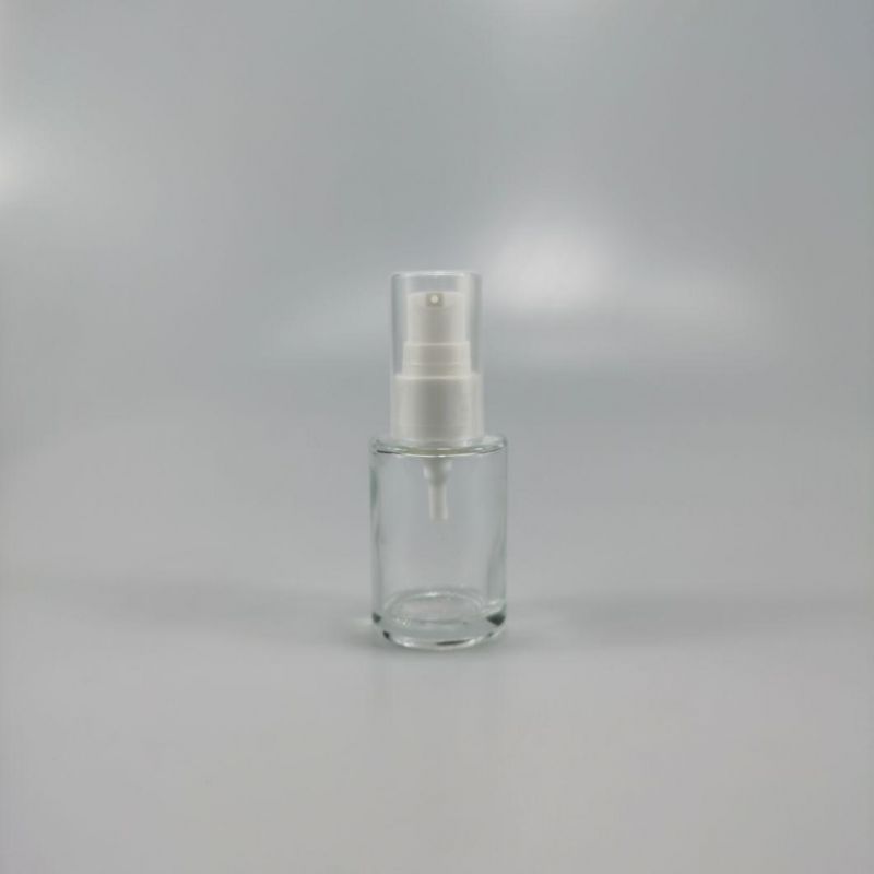 Wholesale 30ml 40ml 50ml 80ml 100ml 120ml Cylinder Clear Empty Serum Lotion Foundation Glass Bottle with Pump