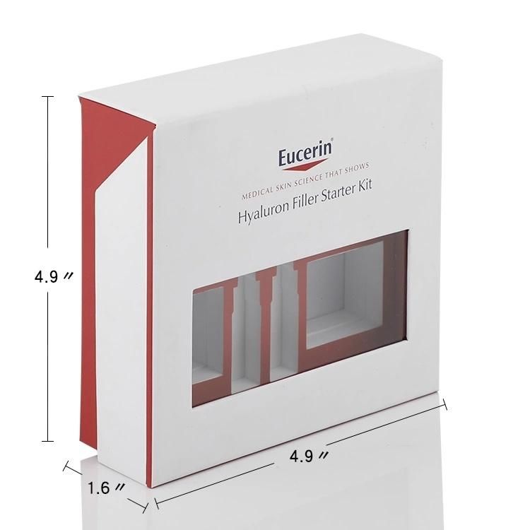 Custom Clear Window Magnetic Flip Paper Cardboard Skin Care Box Packaging