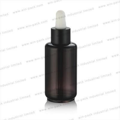 60ml Best Selling Black Essential Oil Serum Plastic Bottles Fancy Packaging with Black Dropper