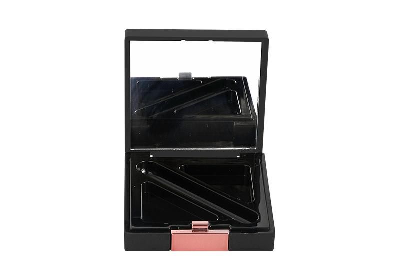 Trending Chic Hot Sale Square Black Empty Compact Powder Double Palette Packaging