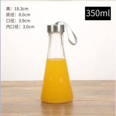 250ml Glass Water Beverage Bottle with Stainless Steel Cap