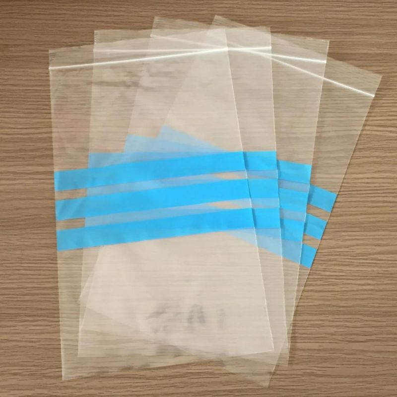 Three Blue Strips Printed Plastic Zipper Bag Food Packaging Bag Reusable