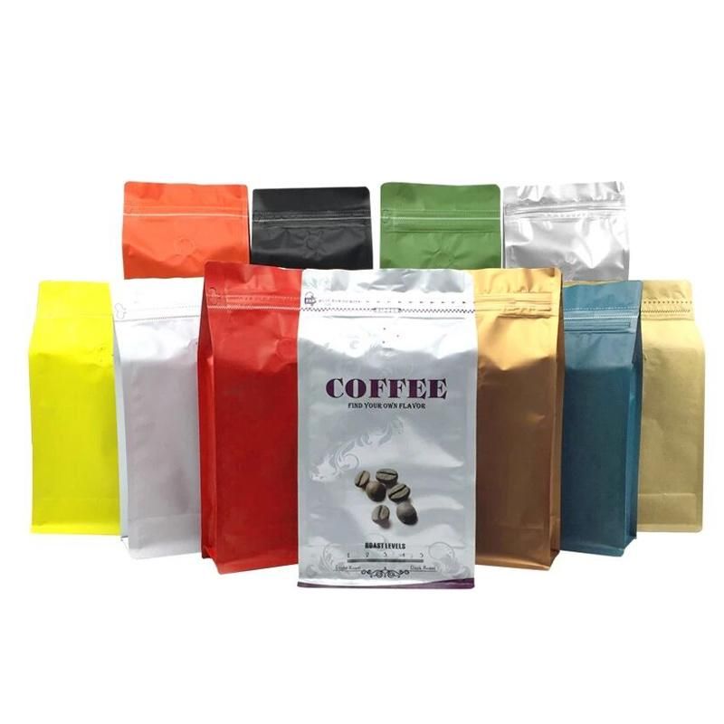 Colorful Aluminum Foil Flat Bottom Stand up Zipper Coffee Packaging Bag