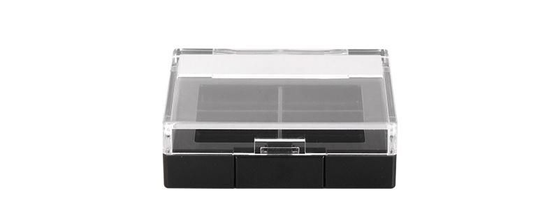 4 Hole Clear Black Rectangle Flat Plastic Empty Eyeshadow Case for Cosmetic Packaging