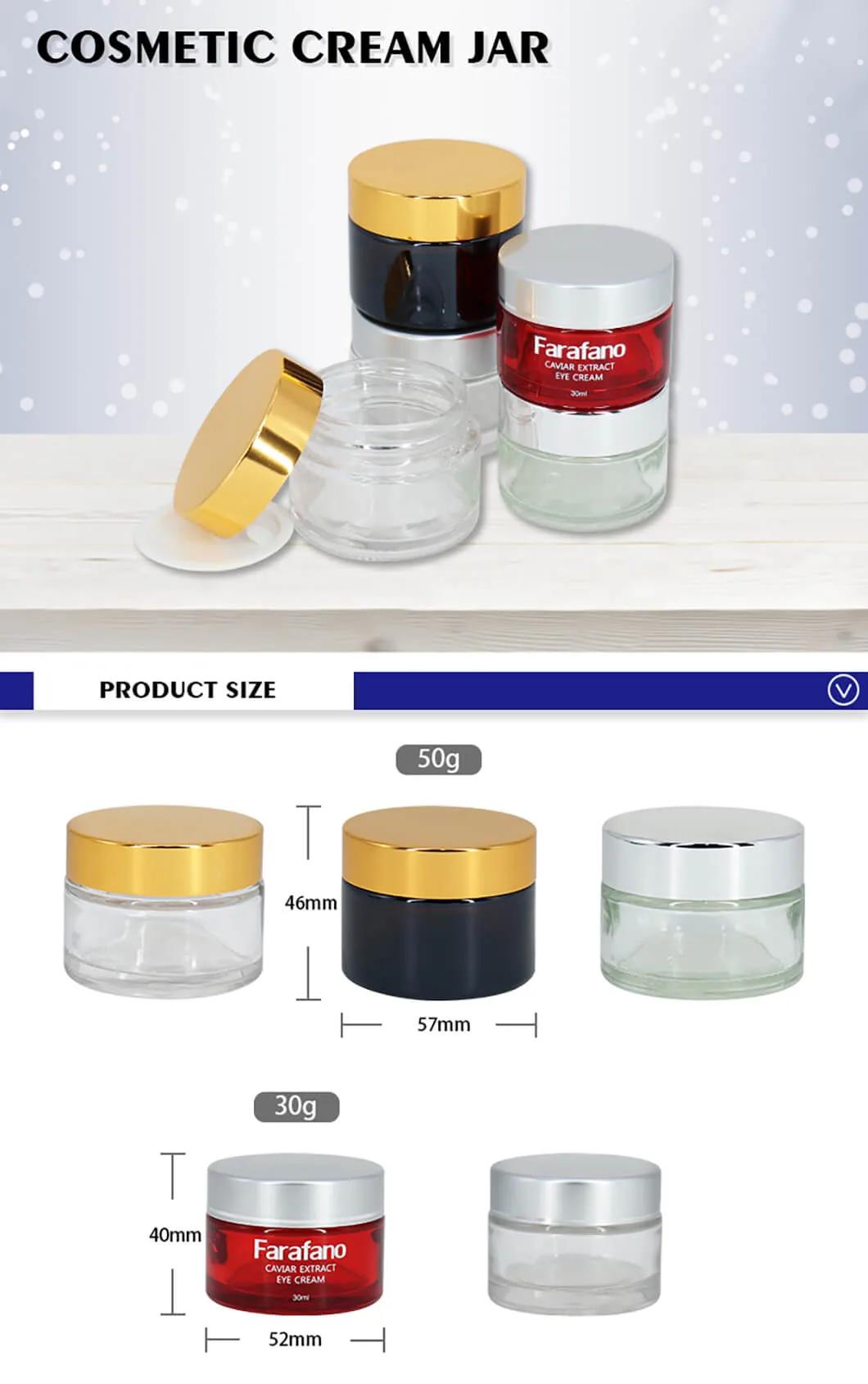 Skincare Packaging 30g 50g Crystal Clear Round Glass Jar