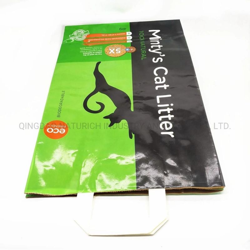 5kg 10kg Cat Litter Packing Paper Bag with Handle Eco-Friendly Packaging Bag