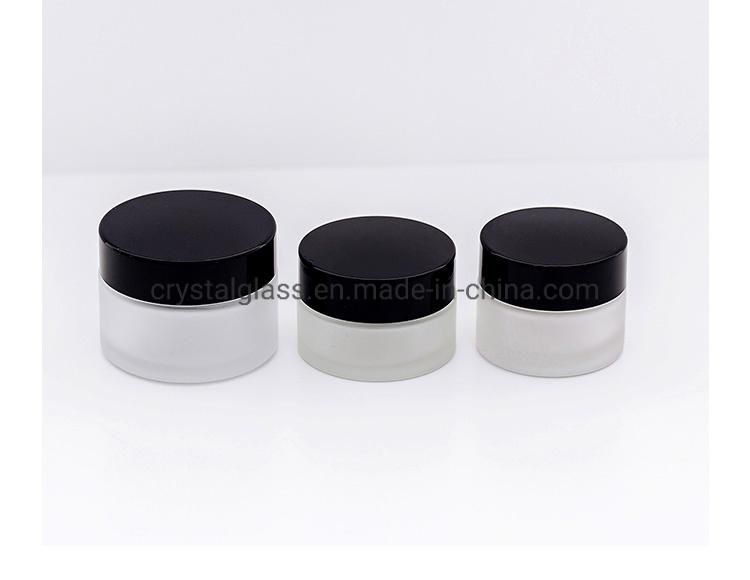 15g 20g 30g Empty Portable Frosted Cream Jar with Black Caps for Cream and Lotion