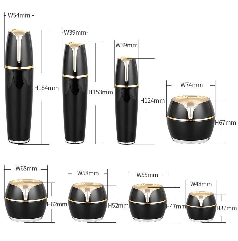 Fast Shipping in Stock 5g 10g 15g 30g 50g 100ml Black Acrylic Cosmetic Jar Pot Cream Plastic Skin Care Containers