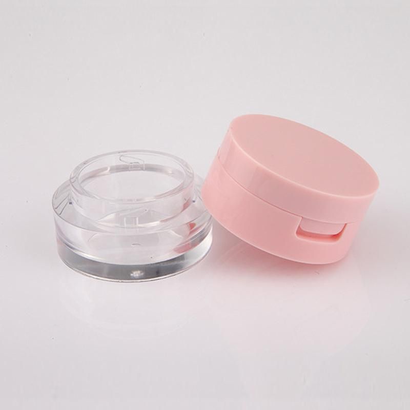 3G 5g Pink Makeup Packaging Custom Logo Plastic Empty Round Transparent Loose Powder Jar with Sifter and Puff