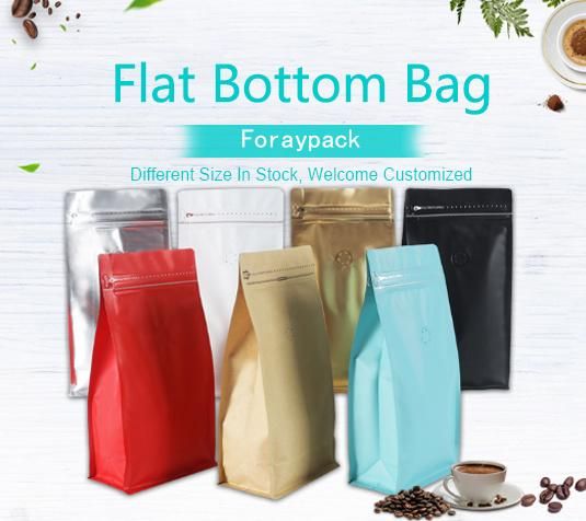 Colorful Aluminum Foil Flat Bottom Stand up Zipper Coffee Packaging Bag