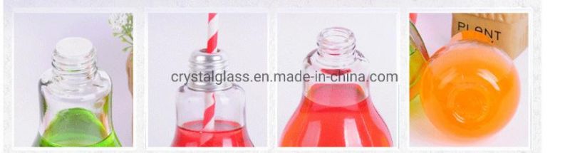 Glass Gift Bottle for Juice and Milk Water for Bar in Light Bulb Color