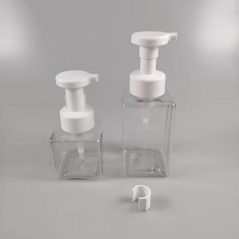 Customized 250ml 450ml Square PETG Pet Plastic Liquid Foam Soap Dispenser Bottle in Bathroom with Pump