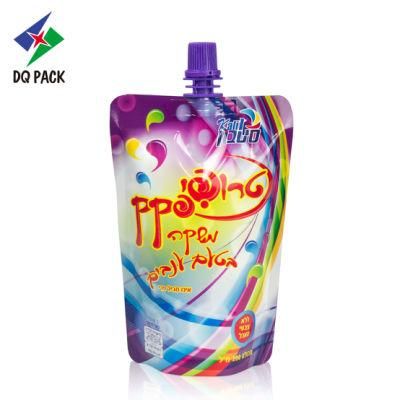 Dq Pack Stand up Reusable Plastic Juice Liquid Cream Packaging Doypack with Spout for Mojito Beverage Juice