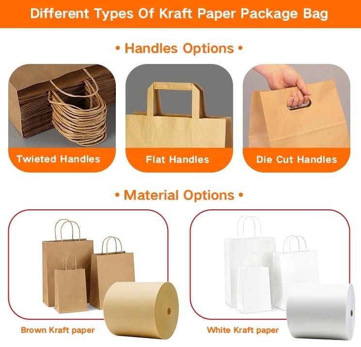 Wholesale White Brown Kraft Shopping Paper Bag with Paper Handles