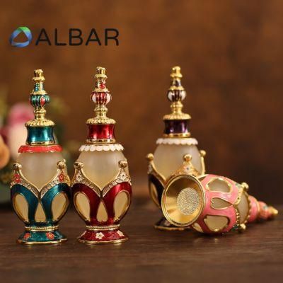 Screw Cap Glass Bottles Attar Oud Perfume Bottles in Colorful Metal Paintings