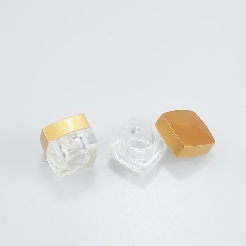 Warehouse Plastic Acrylic 3G5g Cream Jar Sample Transparent Bottle Gold Lid