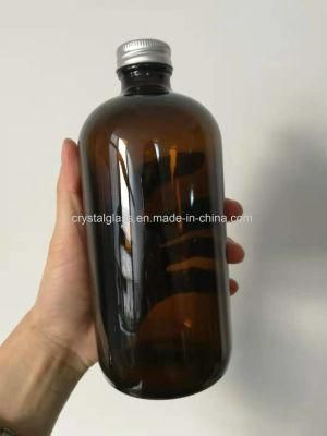 250ml 800ml Amber Boston Glass Bottle with Metal Lid