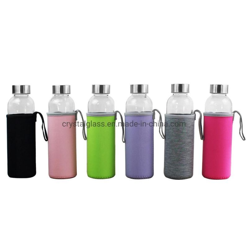 600ml 20oz Custom Made Cylindrical Cold Brews Kombucha Tea Drinking Fresh Fruit Juice Glass Bottle with Metal Lid