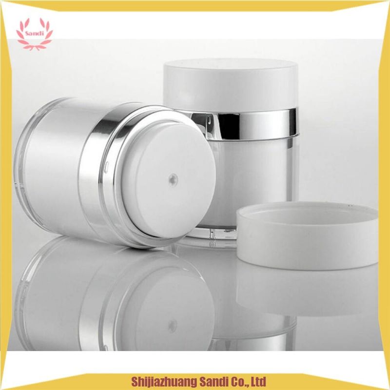 Low MOQ Empty Acrylic Airless Pump Jar Cosmetic Packaging Jar Plastic Cosmetic Container Jar