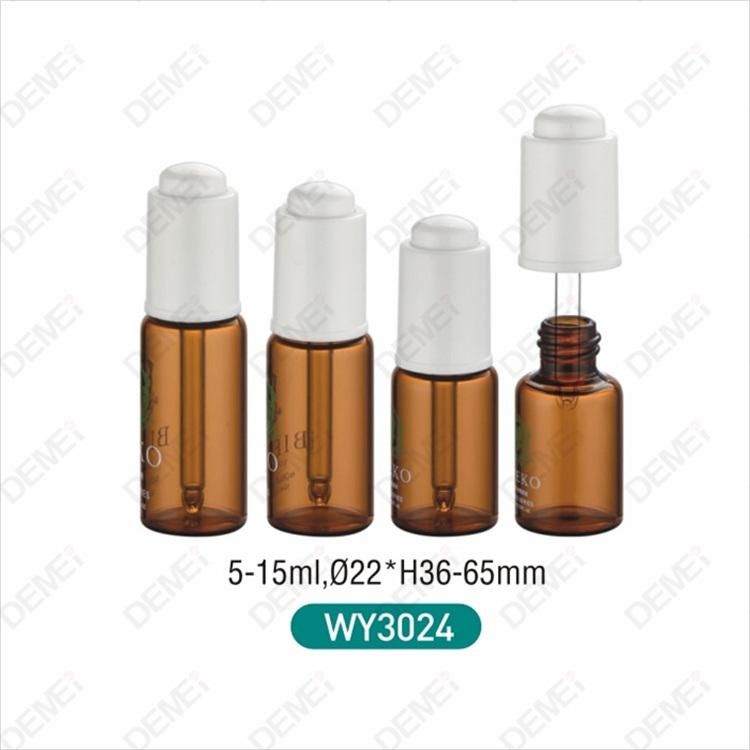 5ml-20ml Wholesale Cosmetic Packaging D20.5mm Stright Round Clear and Amber Serum Essential Oil Tube Glass Bottle with Gold Aluminum Press Button Dropper Cap