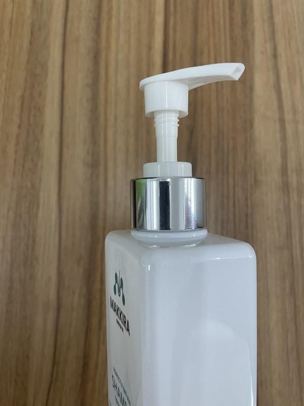 300ml Flat Rectangle White Plastic Bottle with Open and Stop Lotion Pump