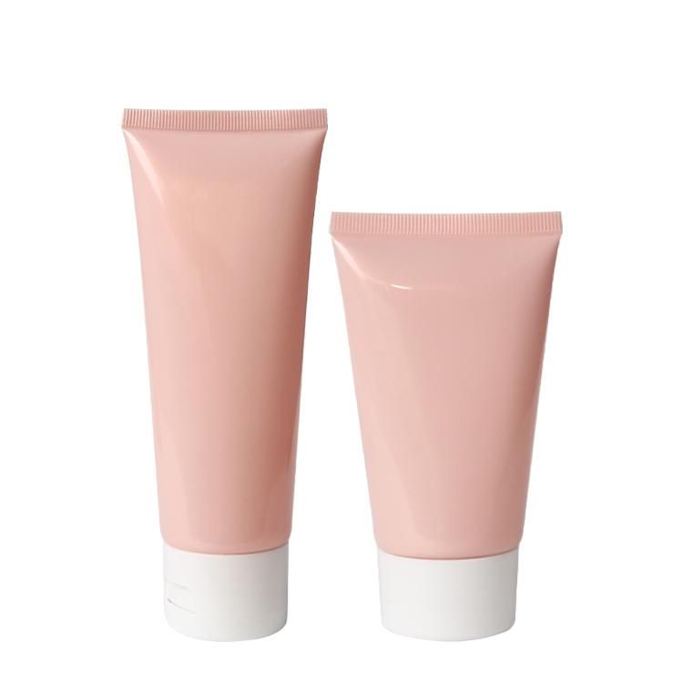 Squeeze Cosmetic Plastic Pink Tube with Screw Flip Top Lids for Facial Cleanser Hose Tube Packaging