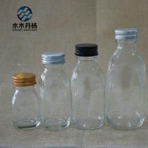 Transparent Syrup Bottle 30ml 60ml 90ml Glass Bottle for Pharmaceutical with White Tamper Lid