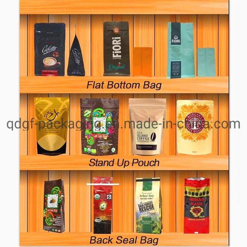 Food Packaging-Plastic Fashion Coffee Bags with Zipper and Flat Bottom