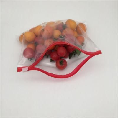 Custom BPA Free Leakproof Clear Zipper Freezer PE Plastic Food Grade Reusable Ziplock Slider Bags