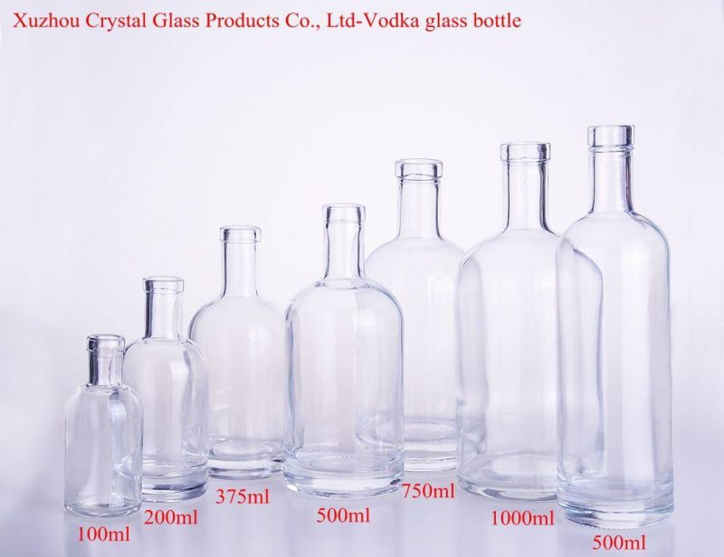 25oz Vodka Wine Glass Bottle Glass Juice Alcoholic Liquor Beverage Drinks Bottle with Rubber 750ml