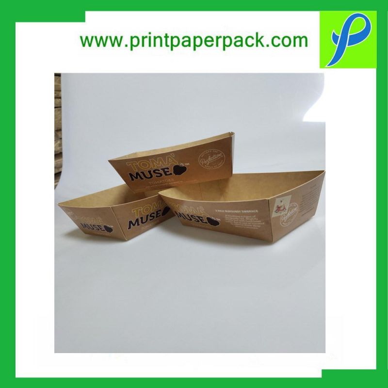 Eco Friendly Disposable Brown Kraft Paper Food Boat Tray Food Paper Tray Wholesale Custom Printed Fast Food Trays